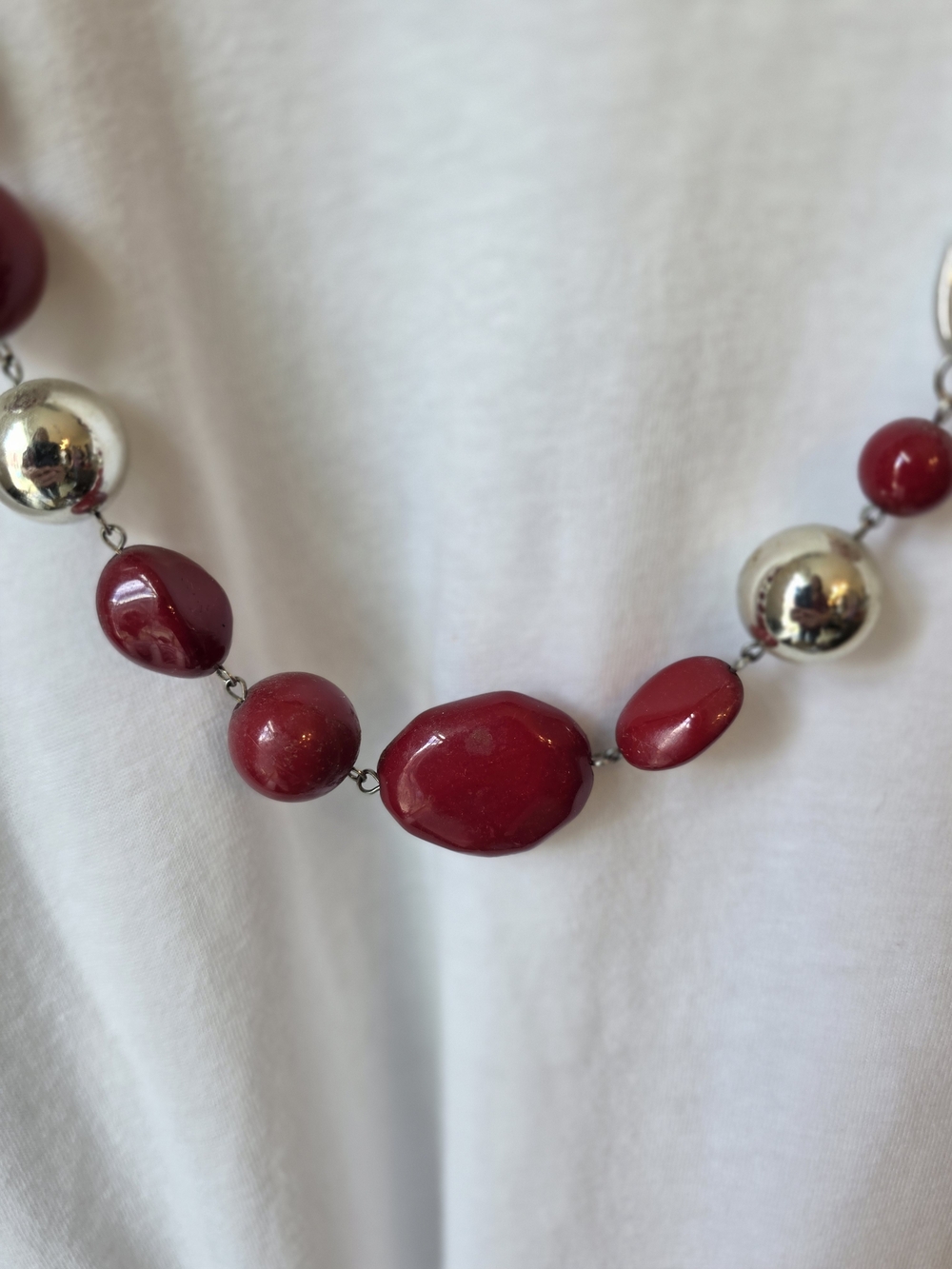 Red Beaded Statement Necklace - Women Jewelry #4